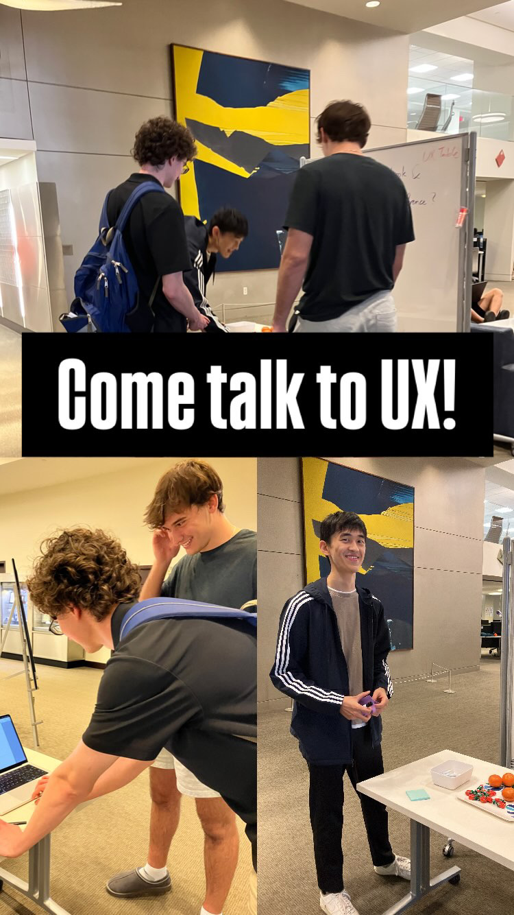 students standing in lobby