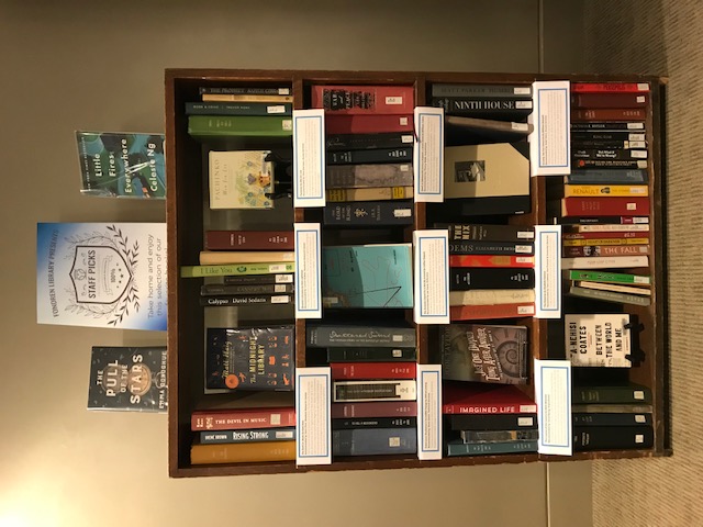 Bookshelf with the staff picks selections