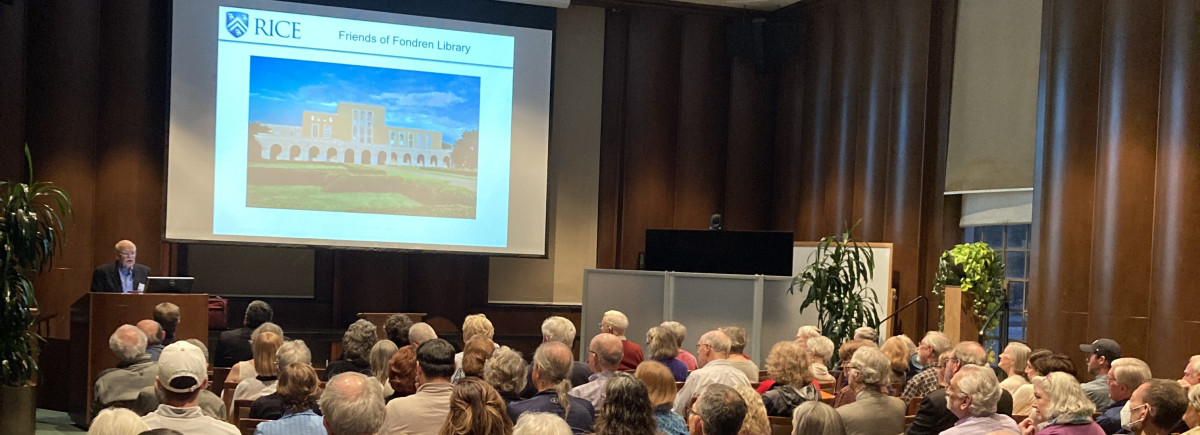 presentation in the Kyle Morrow Room at Fondren Library