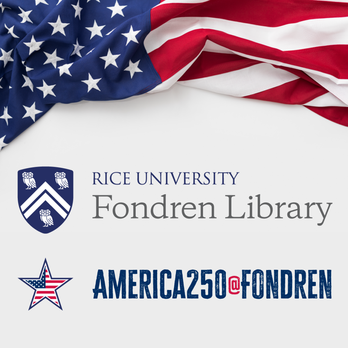 American flag with Rice University logo