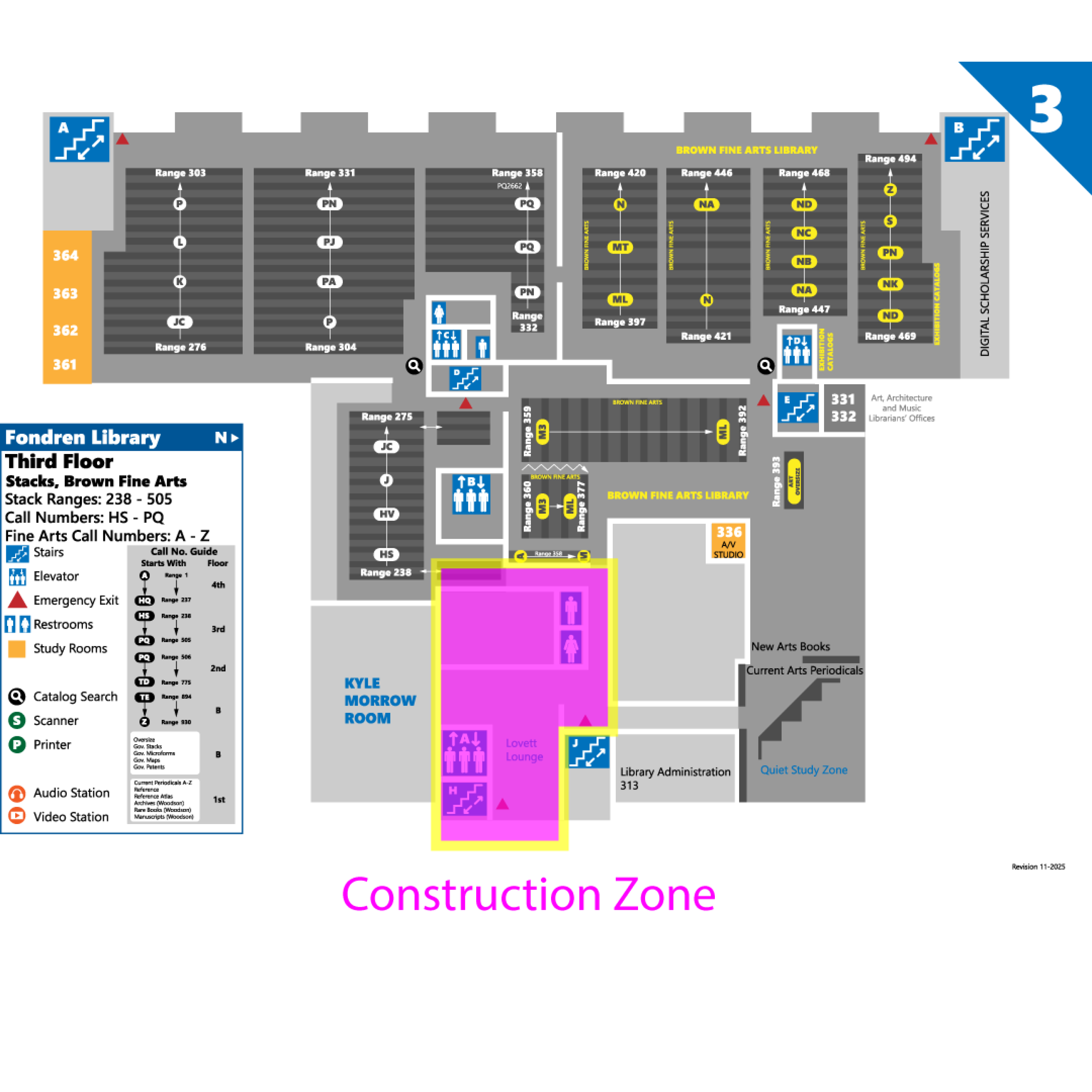 Third floor map of construction zone
