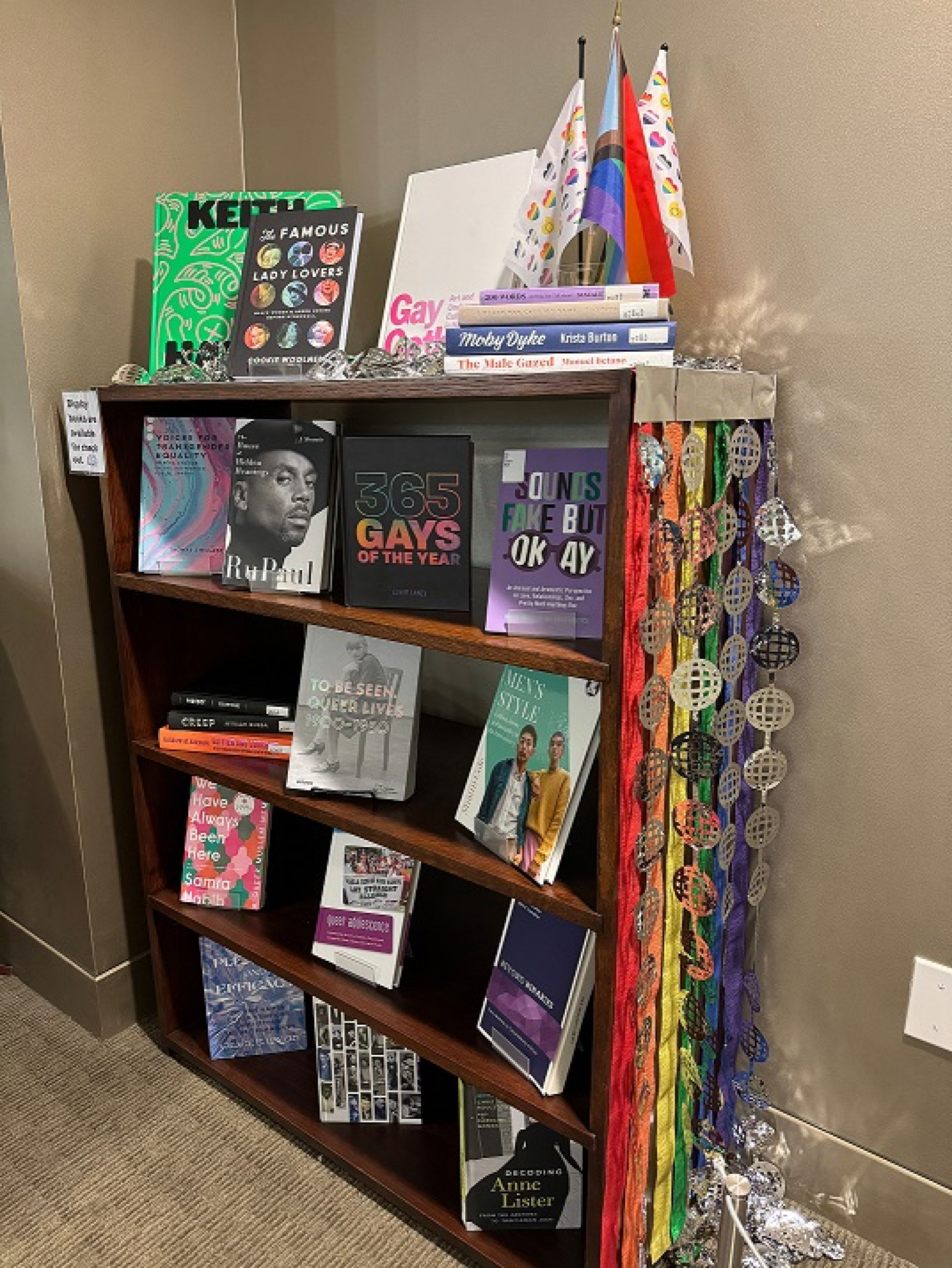 Pride Book Display Shelf, left