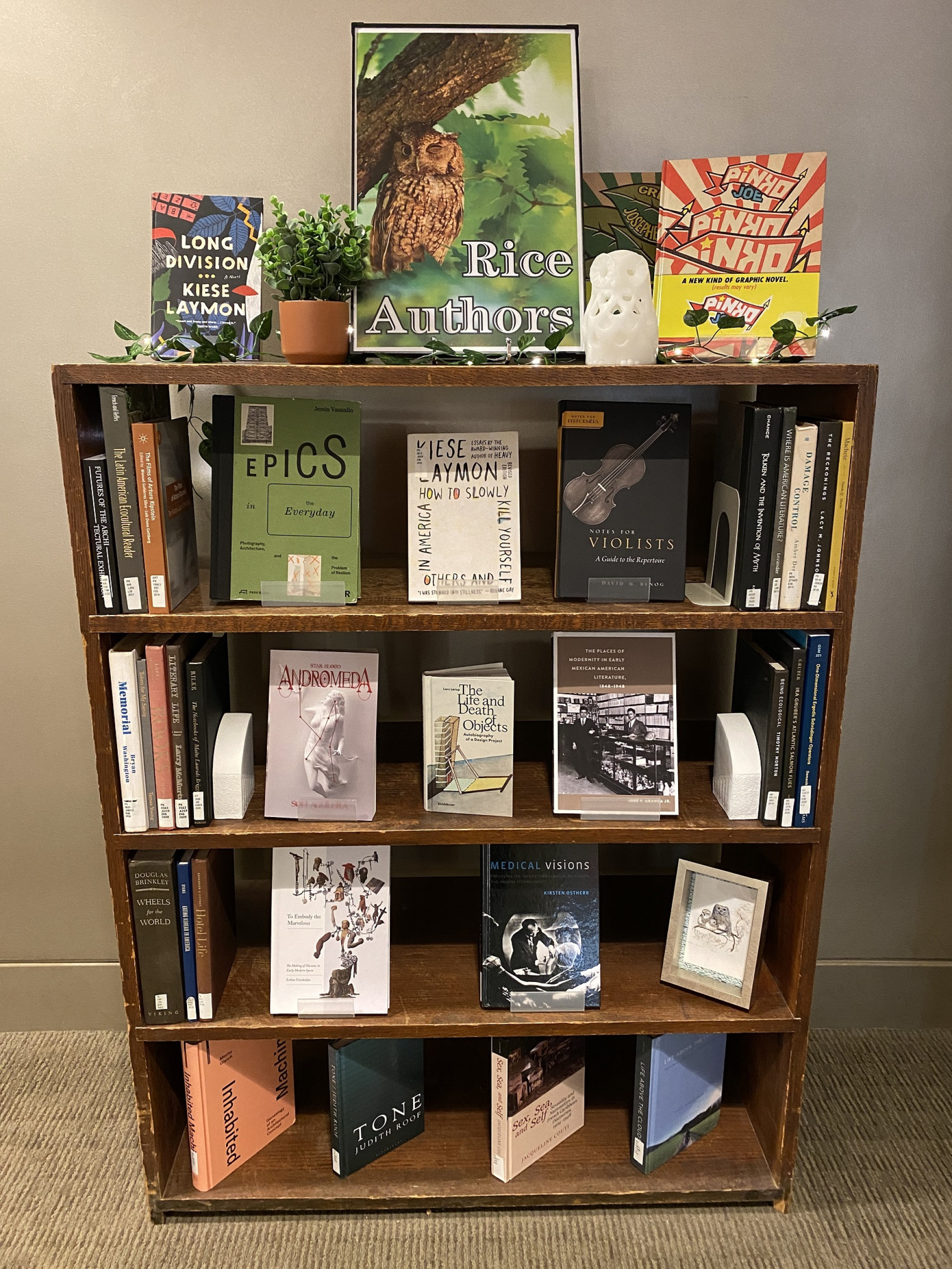 Rice Authors display shelf right