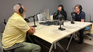 podcasters in the DMC audio studio