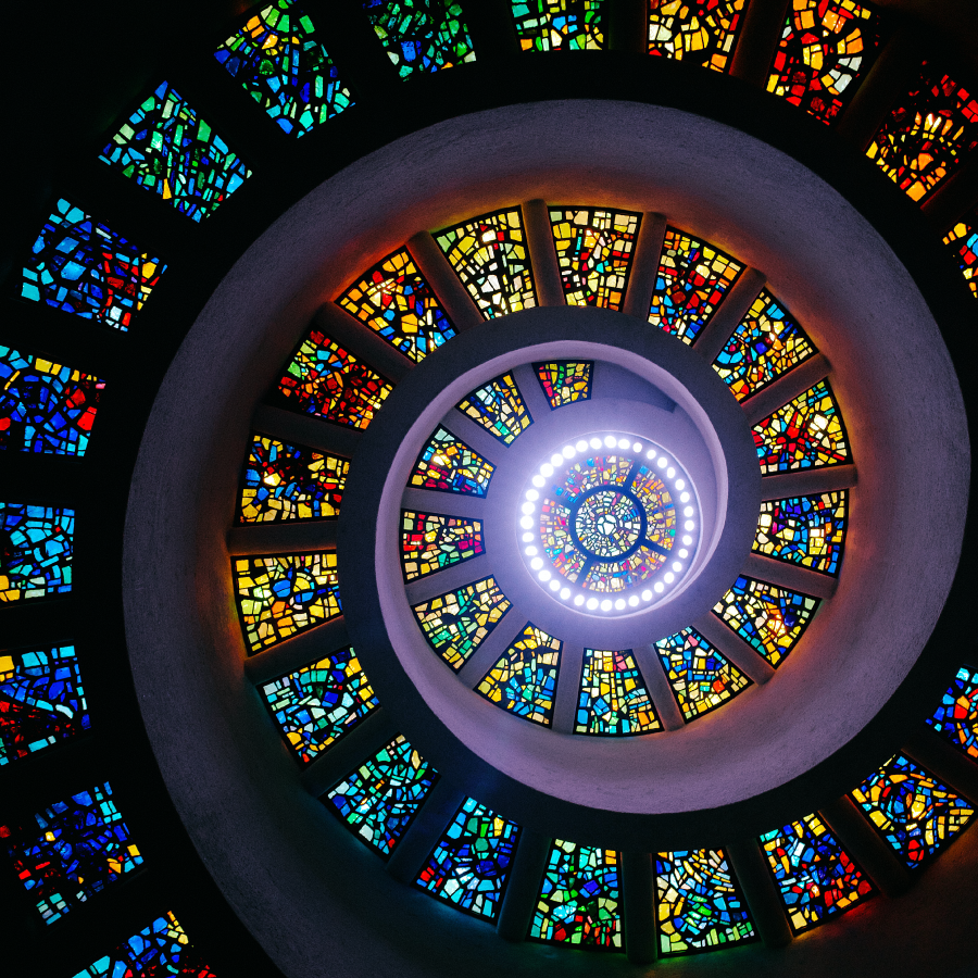 stained glass spiraling