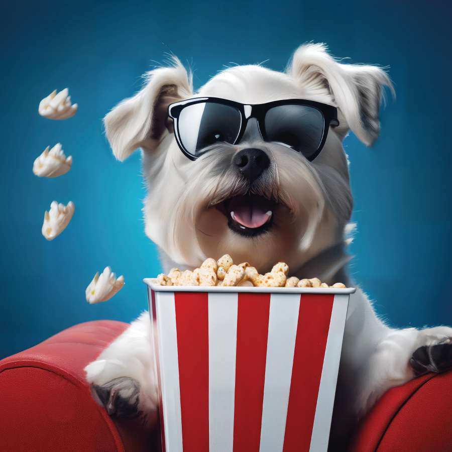 Dog with popcorn