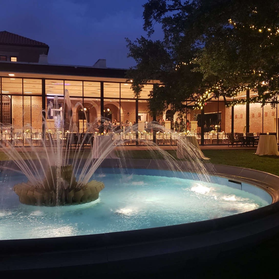 Cohen House fountain at night