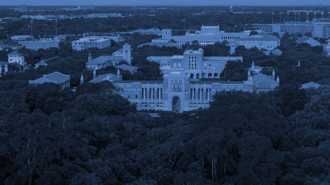 dark view of campus from above